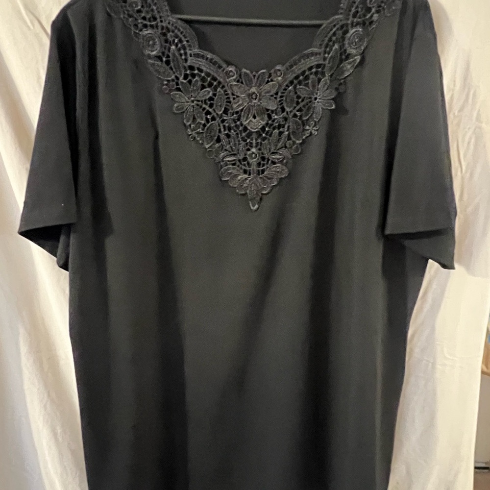 Black Lace V-Neck Top